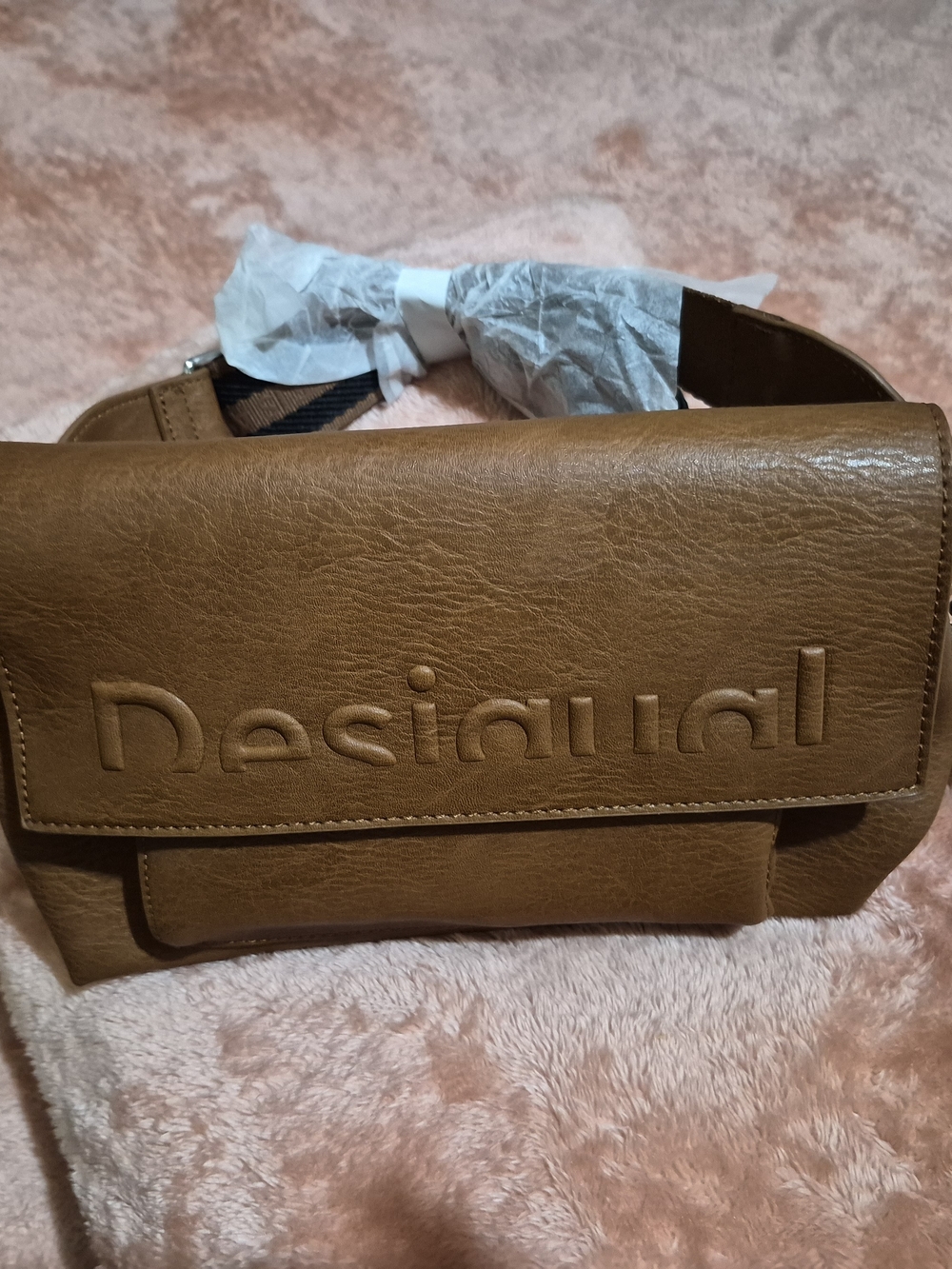 Desigual Brown Embossed Faux-Leather Crossbody Bag - Picture 11 of 14